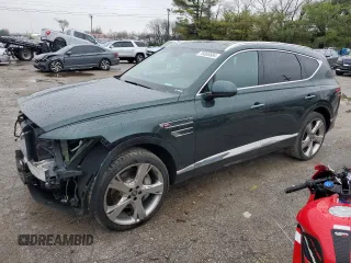 2021 Genesis GV80 with VIN KMUHCESC7MU053482, listed as a Copart auction lot 79303584 with 97,963 mi miles and Salvage Title. Bid and sale history available at DreamBid. Image 1.