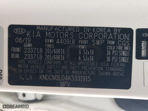 2019 Kia Niro Plug-In Hybrid LX with VIN KNDCM3LD4K5331915, listed as a Copart auction lot 43196645 with 83,570 mi miles and Salvage Title. Bid and sale history available at carsss.com. Image 15.