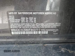 2013 BMW 3 Series 328i with VIN WBA3C1C58DF443711, listed as a IAAI auction lot 41828396 with 81,132 mi miles. Bid and sale history available at carsss.com. Image 9.