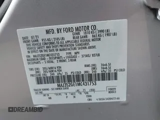 2021 Ford EcoSport SE z VIN MAJ3S2GE1MC431753, wystawiony jako IAAI lot #42570965 z przebiegiem 32 922 mil mil oraz . Historia ofert i sprzedaży dostępna na DreamBid. Obrazek 9.