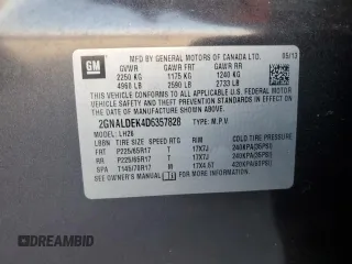 2013 Chevrolet Equinox LT with VIN 2GNALDEK4D6357828, listed as a Copart auction lot 49417265 with 104,266 mi miles and Salvage Title. Bid and sale history available at carsss.com. Image 14.
