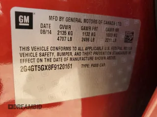 2015 Buick Regal GS with VIN 2G4GT5GX8F9120161, listed as a Copart auction lot 44225515 with 137,437 mi miles and Salvage Title. Bid and sale history available at DreamBid. Image 14.