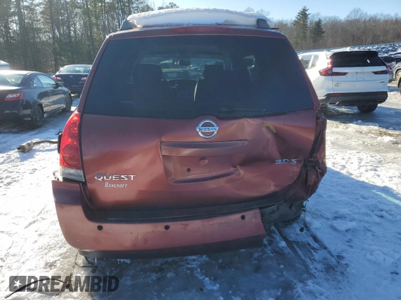 2005 Nissan Quest SE with VIN 5N1BV28U15N130663, listed as a Copart auction lot 45721195 with 173,031 mi miles and Clean Title. Bid and sale history available at carsss.com. Image 6.