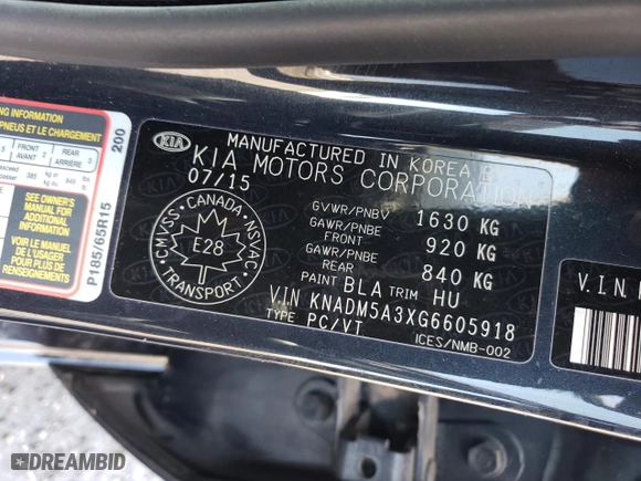 2016 Kia Rio LX with VIN KNADM5A3XG6605918, listed as a Copart auction lot 51637545 with 65,241 mi miles and Clean Title. Bid and sale history available at carsss.com. Image 12.