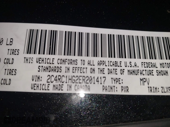 2014 Chrysler Town & Country S with VIN 2C4RC1HG2ER201417, listed as a IAAI auction lot 41319619 with 178,447 mi miles. Bid and sale history available at carsss.com. Image 9.