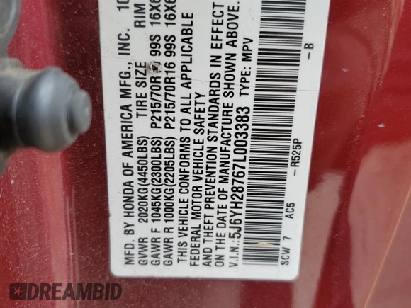 2007 Honda Element EX with VIN 5J6YH28767L003383, listed as a Copart auction lot 43270825 with 275,894 mi miles and Salvage Title. Bid and sale history available at DreamBid. Image 15.