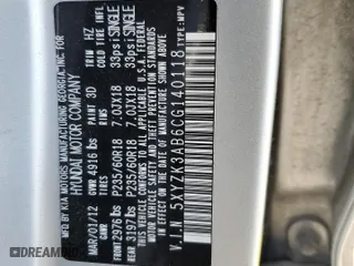 2012 Hyundai Santa Fe Limited with VIN 5XYZK3AB6CG140118, listed as a Copart auction lot 46229675 with 134,441 mi miles and Salvage Title. Bid and sale history available at carsss.com. Image 13.