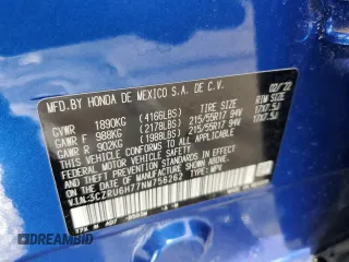 2022 Honda HR-V EX-L with VIN 3CZRU6H77NM756262, listed as a Copart auction lot 76905694 with 29,993 mi miles and Salvage Title. Bid and sale history available at carsss.com. Image 14.