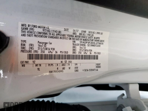 2017 Ford Focus SE with VIN 1FADP3F20HL270630, listed as a Copart auction lot 49359955 with 120,657 mi miles and Salvage Title. Bid and sale history available at DreamBid. Image 12.