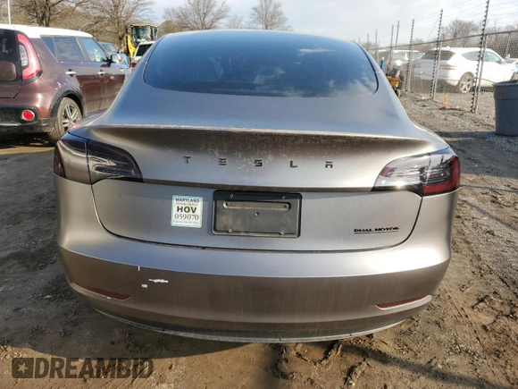 2022 Tesla Model 3 Long Range with VIN 5YJ3E1EBXNF272496, listed as a Copart auction lot 43973435 with 28,450 mi miles and Salvage Title. Bid and sale history available at DreamBid. Image 6.