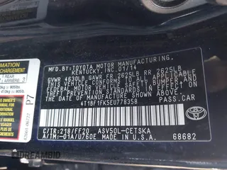 2014 Toyota Camry L with VIN 4T1BF1FK5EU778358, listed as a IAAI auction lot 41800091 with 136,918 mi miles. Bid and sale history available at carsss.com. Image 9.