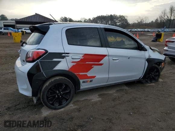 2023 Mitsubishi Mirage Black Edition with VIN ML32AWHJ7PH004793, listed as a Copart auction lot 44710115 with Not provided miles and Salvage title. Bid and sale history available at DreamBid. Image 3.