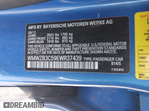 2014 MINI Countryman with VIN WMWZB3C59EWR37439, listed as a IAAI auction lot 42110149 with 181,661 mi miles and . Bid and sale history available at DreamBid. Image 9.