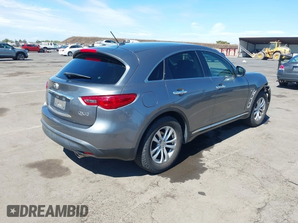 2017 Infiniti QX70 with VIN JN8CS1MWXHM415170, listed as a IAAI auction lot 42788300 with 128,468 mi miles and . Bid and sale history available at DreamBid. Image 4.