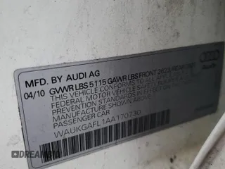 2010 Audi S4 Prestige z VIN WAUKGAFL1AA170730, wystawiony jako Copart lot #56857045 z przebiegiem Nie podano mil oraz Szkoda całkowita • Salvage title. Historia ofert i sprzedaży dostępna na DreamBid. Obrazek 12.