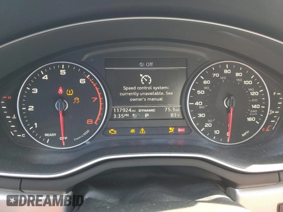 2017 Audi A4 Premium with VIN WAUGNAF40HN005663, listed as a Copart auction lot 52209295 with 117,924 mi miles and Clean Title. Bid and sale history available at carsss.com. Image 9.