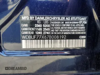 2007 Mercedes-Benz E 63 AMG with VIN WDBUF77X67B008192, listed as a Copart auction lot 82449274 with 125,126 mi miles and Salvage Title. Bid and sale history available at carsss.com. Image 12.