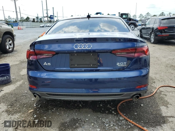 2018 Audi A5 Premium Plus with VIN WAUTNAF5XJA135051, listed as a Copart auction lot 55490655 with 28,152 mi miles and Salvage Title. Bid and sale history available at DreamBid. Image 6.