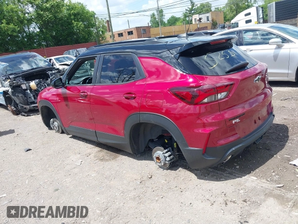 2021 Chevrolet TrailBlazer RS with VIN KL79MTSL1MB075253, listed as a IAAI auction lot 39594427 with 17,830 mi miles. Bid and sale history available at carsss.com. Image 3.