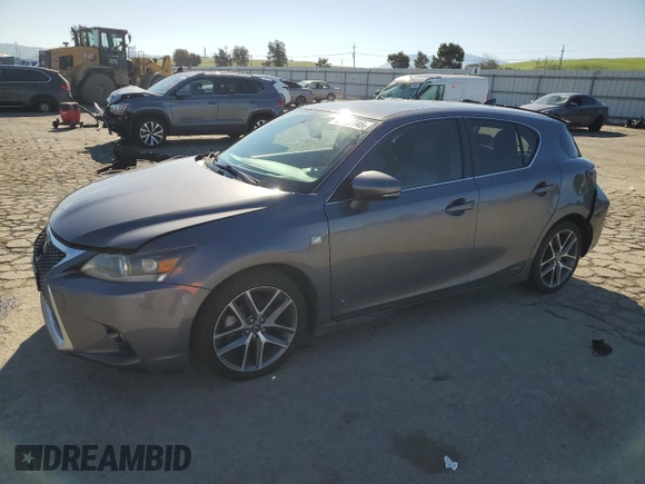 2015 Lexus CT 200h with VIN JTHKD5BH8F2243838, listed as a Copart auction lot 49727745 with 107,813 mi miles and Salvage title. Bid and sale history available at DreamBid. Image 1.