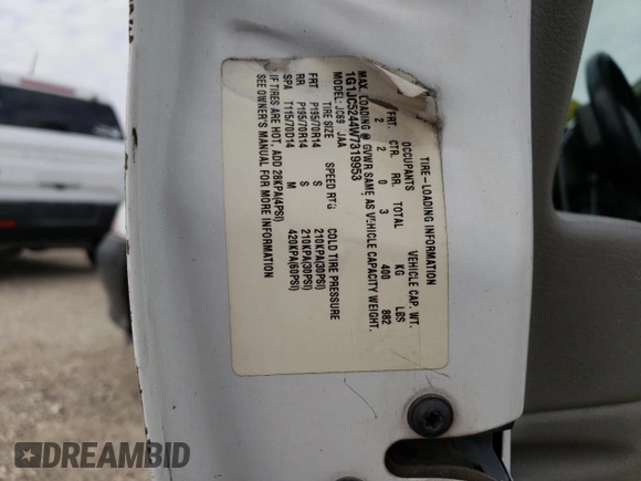 1998 Chevrolet Cavalier z VIN 1G1JC5244W7319953, wystawiony jako Copart lot #75800264 z przebiegiem Nie podano mil oraz Szkoda całkowita • Salvage title. Historia ofert i sprzedaży dostępna na DreamBid. Obrazek 12.