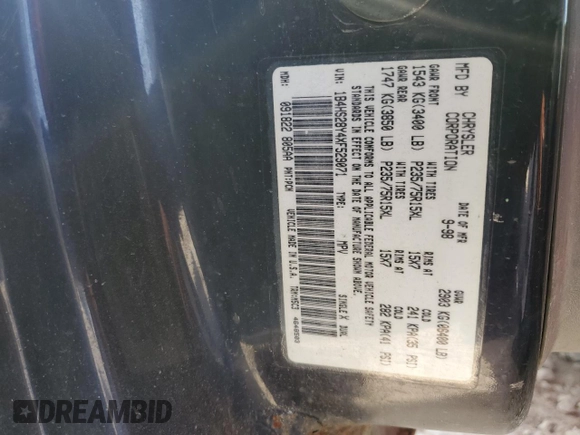 1999 Dodge Durango with VIN 1B4HS28Y4XF529071, listed as a Copart auction lot 52450525 with 191,259 mi miles and Salvage title. Bid and sale history available at DreamBid. Image 12.