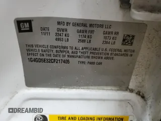 2012 Buick LaCrosse Premium 1 with VIN 1G4GD5E32CF217405, listed as a Copart auction lot 44862175 with 68,704 mi miles and Salvage Title. Bid and sale history available at carsss.com. Image 12.