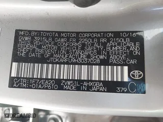 2017 Toyota Prius Two with VIN JTDKARFU9H3037028, listed as a IAAI auction lot 41808283 with 147,617 mi miles. Bid and sale history available at carsss.com. Image 9.