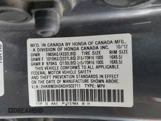 2013 Honda CR-V LX with VIN 2HKRM3H34DH502711, listed as a Copart auction lot 53884995 with 135,324 mi miles and Salvage Title. Bid and sale history available at carsss.com. Image 13.