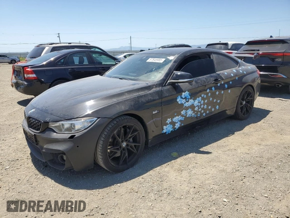 2015 BMW 4 Series 435i with VIN WBA3R1C51FK195536, listed as a Copart auction lot 57846985 with 105,626 mi miles and Salvage title. Bid and sale history available at DreamBid. Image 1.