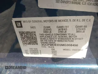 2021 Chevrolet Silverado 1500 RST with VIN 3GCPWDED1MG308456, listed as a IAAI auction lot 41242772 with 97,910 mi miles. Bid and sale history available at carsss.com. Image 9.