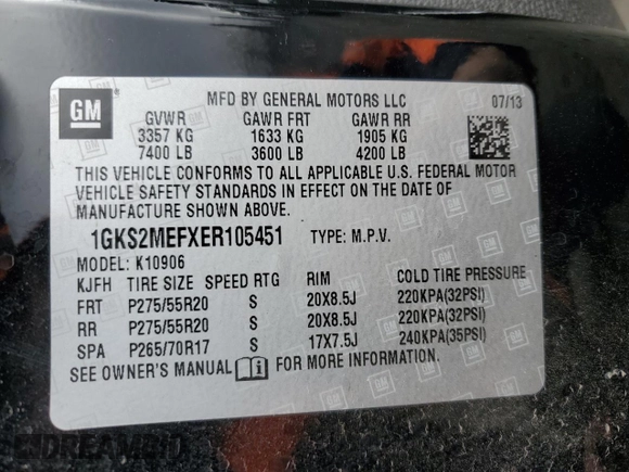 2014 GMC Yukon XL Denali with VIN 1GKS2MEFXER105451, listed as a Copart auction lot 87969055 with 195,639 mi miles and Salvage Title. Bid and sale history available at carsss.com. Image 13.