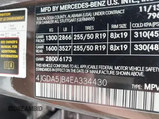 2014 Mercedes-Benz M 350 with VIN 4JGDA5JB4EA334430, listed as a IAAI auction lot 42503479 with 181,983 mi miles and . Bid and sale history available at DreamBid. Image 9.