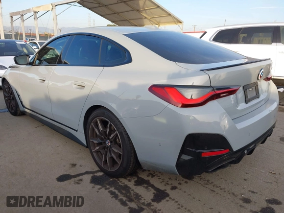 2023 BMW 4 Series M440i with VIN WBA63AW02PFN40551, listed as a IAAI auction lot 41230910 with 23,526 mi miles and . Bid and sale history available at DreamBid. Image 3.