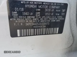 2018 Hyundai Accent Limited with VIN 3KPC34A35JE018975, listed as a Copart auction lot 74818524 with 57,063 mi miles and Salvage Title. Bid and sale history available at carsss.com. Image 12.