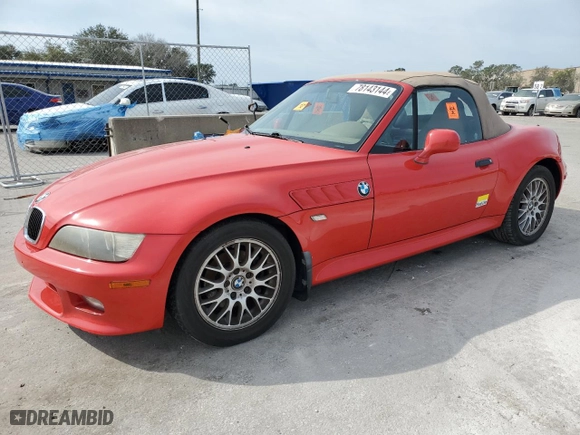2000 BMW Z3 2.8L with VIN 4USCH3345YLF42546, listed as a Copart auction lot 78143144 with 99,335 mi miles and Non Repairable. Bid and sale history available at carsss.com. Image 1.