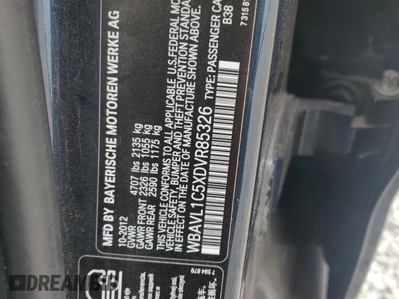 2013 BMW X1 xDrive28i z VIN WBAVL1C5XDVR85326, wystawiony jako Copart lot #58524225 z przebiegiem 138 389 mil mil oraz Szkoda całkowita • Salvage title. Historia ofert i sprzedaży dostępna na DreamBid. Obrazek 13.