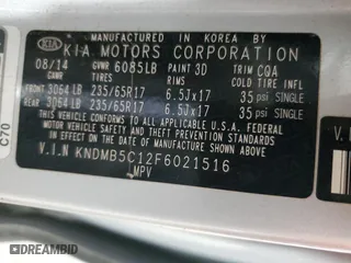 2015 Kia Sedona LX with VIN KNDMB5C12F6021516, listed as a Copart auction lot 60296154 with 221,220 mi miles and Clean Title. Bid and sale history available at carsss.com. Image 13.