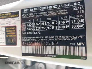 2018 Mercedes-Benz GLE 350 with VIN 4JGDA5JB4JB129369, listed as a IAAI auction lot 42388012 with 94,926 mi miles and . Bid and sale history available at DreamBid. Image 9.