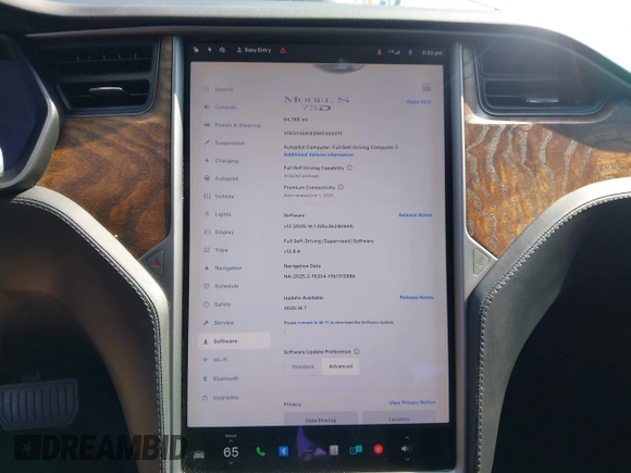 2019 Tesla Model S 75D with VIN 5YJSA1E25KF304371, listed as a IAAI auction lot 42349856 with 64,788 mi miles and . Bid and sale history available at DreamBid. Image 19.
