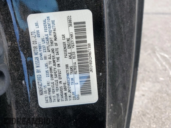 2015 Infiniti Q60 S Limited z VIN JN1CV6EK2FM871398, wystawiony jako Copart lot #76483834 z przebiegiem 87 863 mil mil oraz Szkoda całkowita • Salvage title. Historia ofert i sprzedaży dostępna na DreamBid. Obrazek 13.