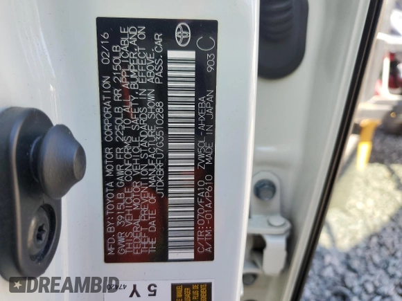 2016 Toyota Prius Two z VIN JTDKBRFU7G3510288, wystawiony jako Copart lot #53528325 z przebiegiem 206 942 mil mil oraz Szkoda całkowita • Salvage title. Historia ofert i sprzedaży dostępna na DreamBid. Obrazek 15.