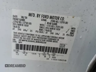 2020 Ford Edge SE z VIN 2FMPK3G95LBB06229, wystawiony jako Copart lot #54275935 z przebiegiem 89 807 mil mil oraz Szkody całkowita. Historia ofert i sprzedaży dostępna na DreamBid. Obrazek 14.