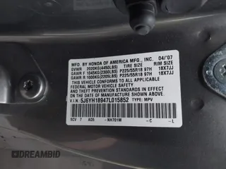 2007 Honda Element SC with VIN 5J6YH18947L015852, listed as a IAAI auction lot 41945173 with 107,071 mi miles and . Bid and sale history available at DreamBid. Image 9.