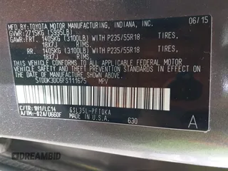 2015 Toyota Sienna Limited z VIN 5TDDK3DC6FS111675, wystawiony jako IAAI lot #42240747 z przebiegiem 124 967 mil mil oraz . Historia ofert i sprzedaży dostępna na DreamBid. Obrazek 9.