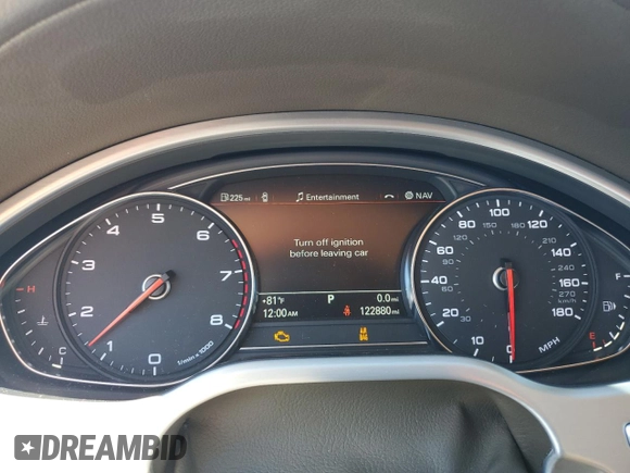 2015 Audi A8 with VIN WAUJGAFD5FN009026, listed as a Copart auction lot 81938904 with 122,880 mi miles and Salvage title. Bid and sale history available at DreamBid. Image 9.
