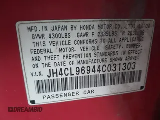 2004 Acura TSX w/Navigation с VIN JH4CL96944C031303, выставлен на аукционе IAAI как лот 42307579 с пробегом 246 077 миль миль и . История ставок и продаж доступна на DreamBid. Изображение 9.