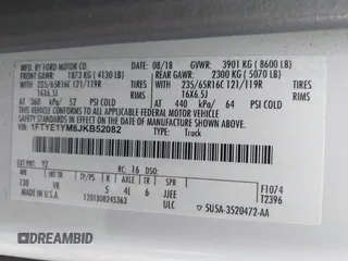2018 Ford Transit with VIN 1FTYE1YM8JKB52082, listed as a IAAI auction lot 42098033 with 243,181 mi miles. Bid and sale history available at carsss.com. Image 9.
