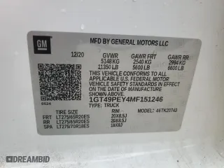 2021 GMC Sierra 2500HD AT4 with VIN 1GT49PEY4MF151246, listed as a Copart auction lot 49975935 with 71,458 mi miles and Salvage Title. Bid and sale history available at carsss.com. Image 13.