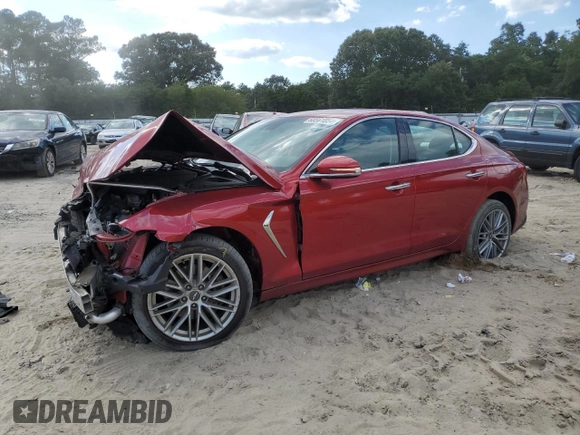 2020 Genesis G70 2.0T with VIN KMTG64LA4LU046602, listed as a Copart auction lot 68561854 with 45,490 mi miles and Salvage Title. Bid and sale history available at carsss.com. Image 1.